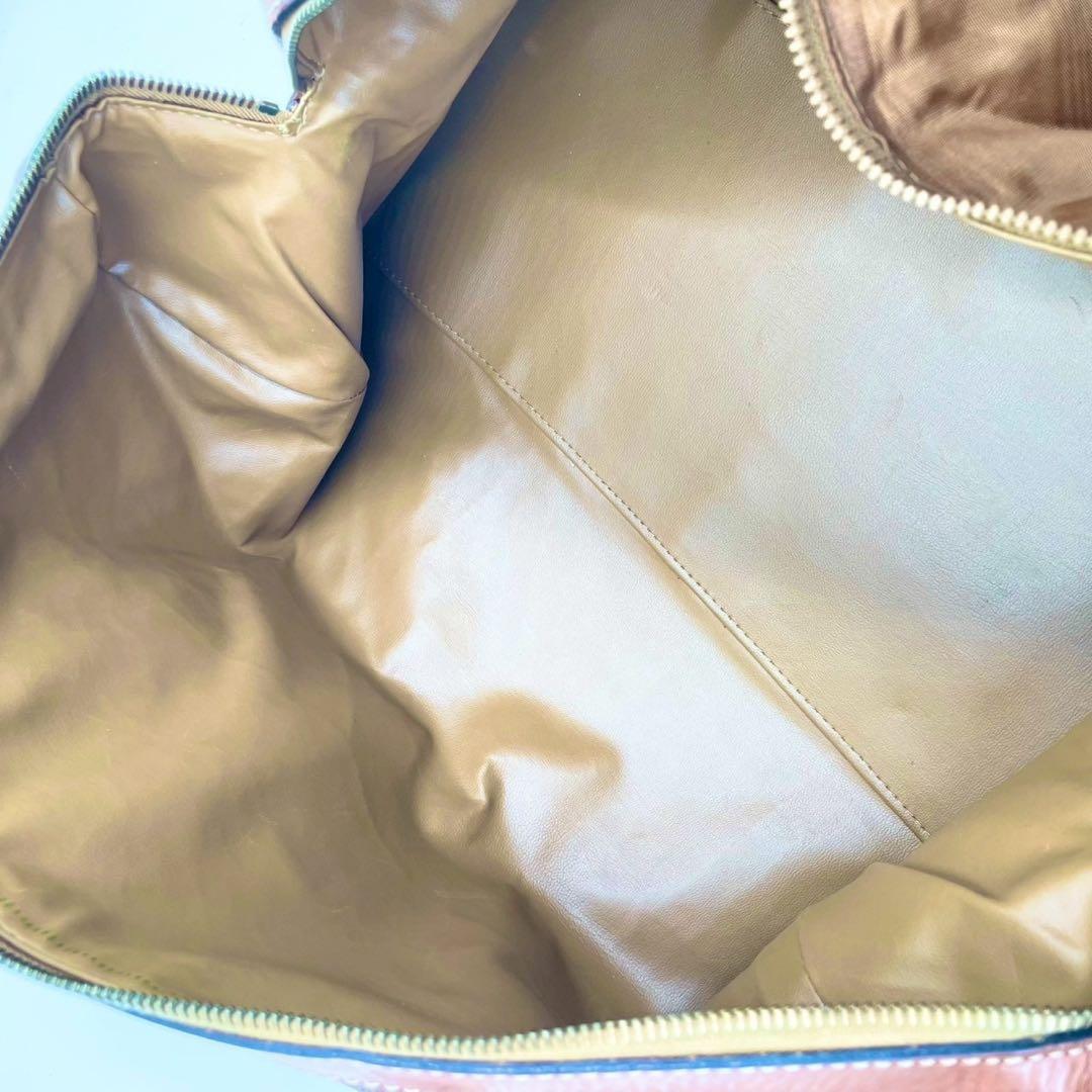 【美品】CELINEマカダム柄 ボストンバッグ PVC×レザー ダークブラウン