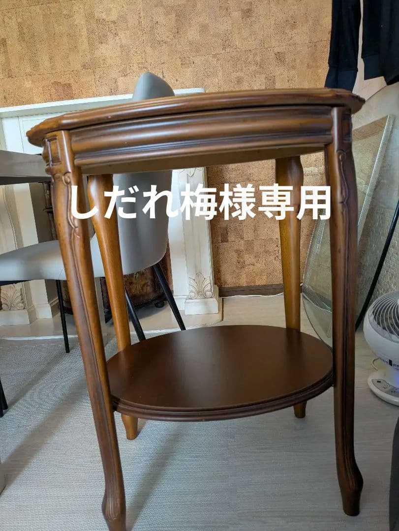 最終お値下げ4月6日15時迄出品 木製サイドテーブル フローラルインレイ