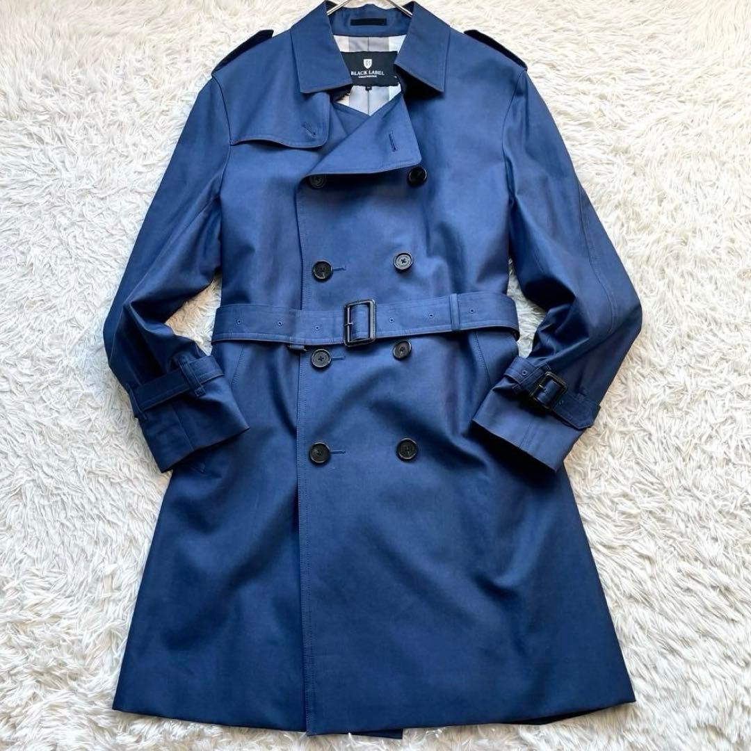 【極美品 XL】ブラックレーベルクレストブリッジ トレンチコート ベルト 青