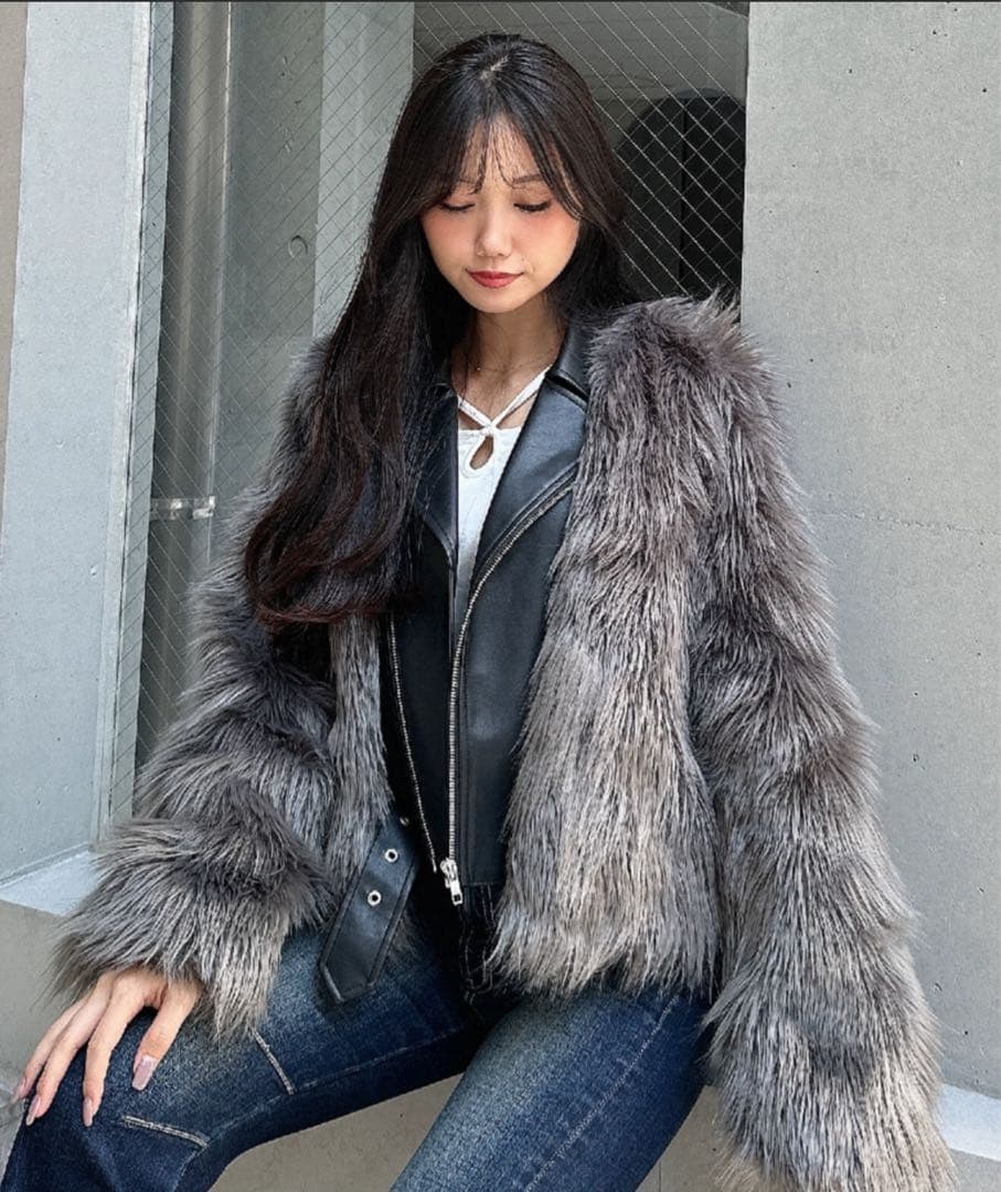 [セール]GYDA ファー付きレザージャケット