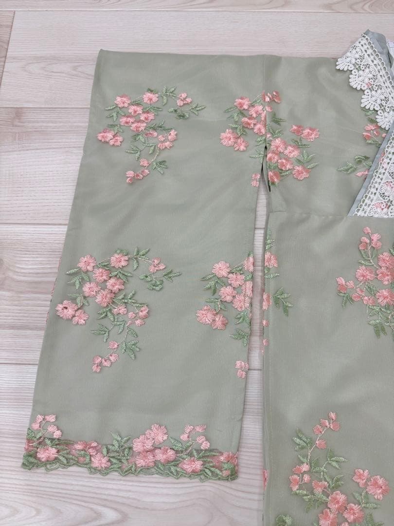 七五三 着物 3歳 フラワーレース着物ワンピ＆被布セット