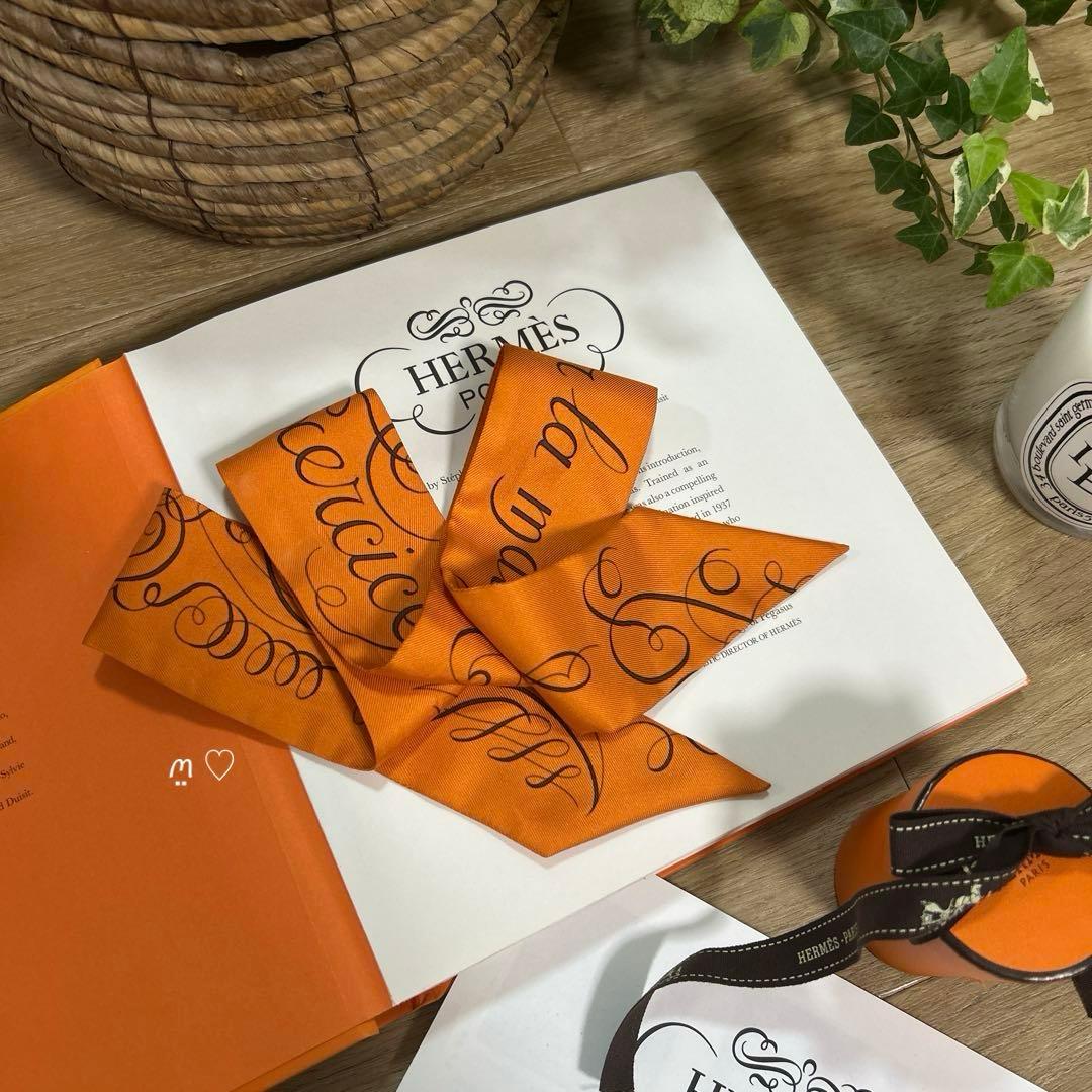 HERMES　エルメス　ツイリー　手を差し伸べる　天使柄　シルクリボンスカーフ