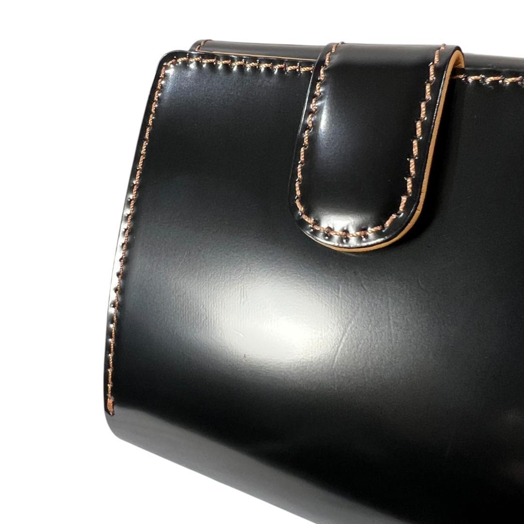 大峽製鞄 OHBA コードバン 二つ折り財布 ブラック 黒 ナチュラル　大峡