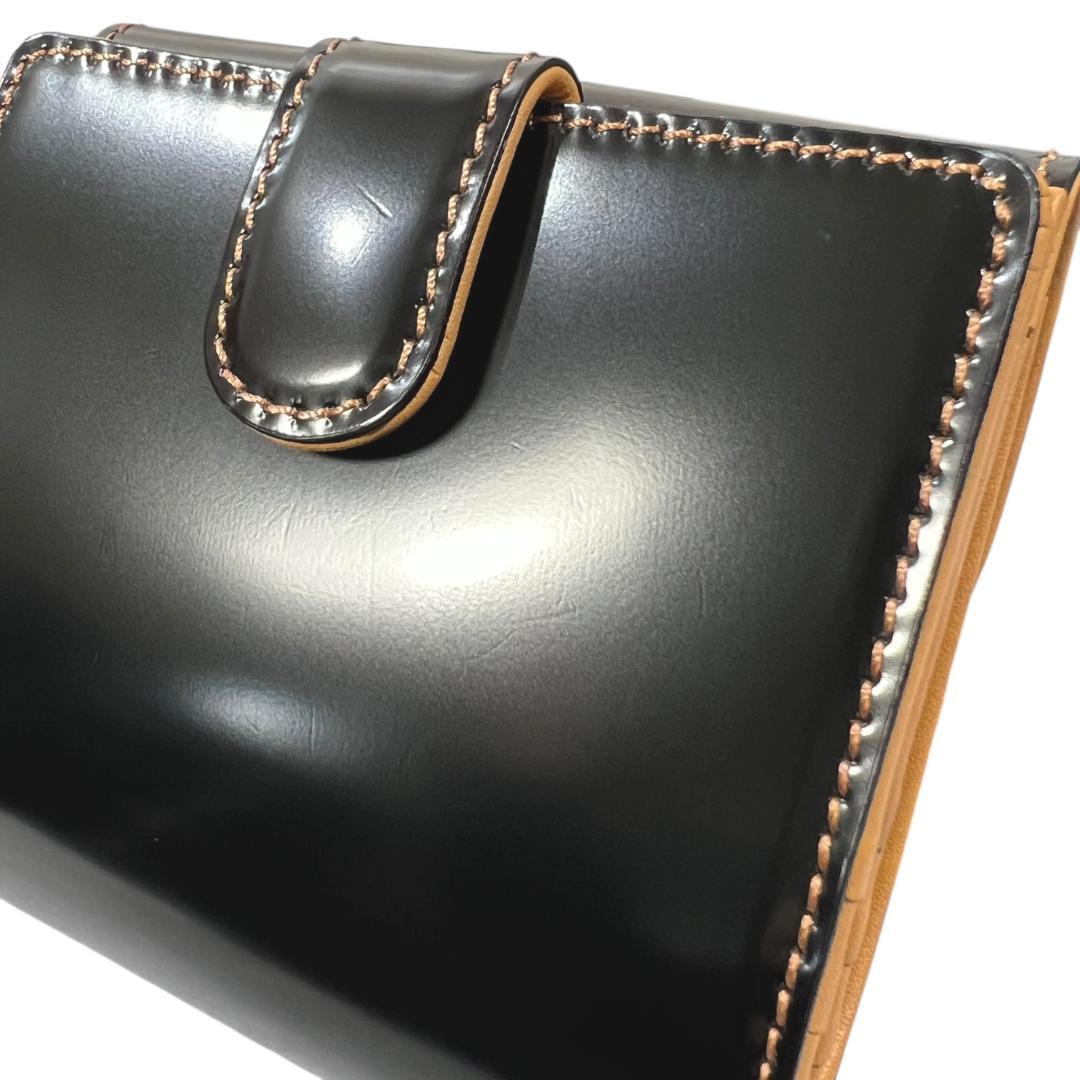 大峽製鞄 OHBA コードバン 二つ折り財布 ブラック 黒 ナチュラル　大峡