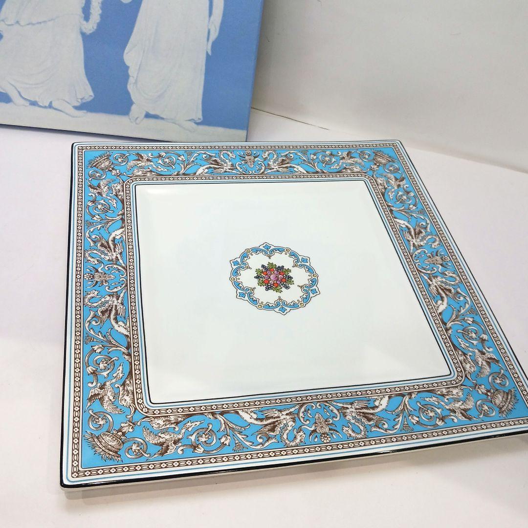 Y3332-6 ウェッジウッド フロレンティーンターコイズ 角皿 大皿 箱付