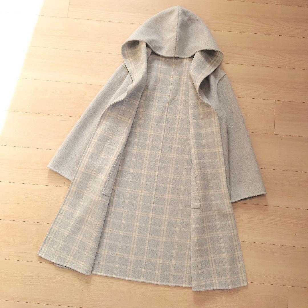 Max Mara　フーディ ピュアヴァージンウールロングコート　リバーシブル