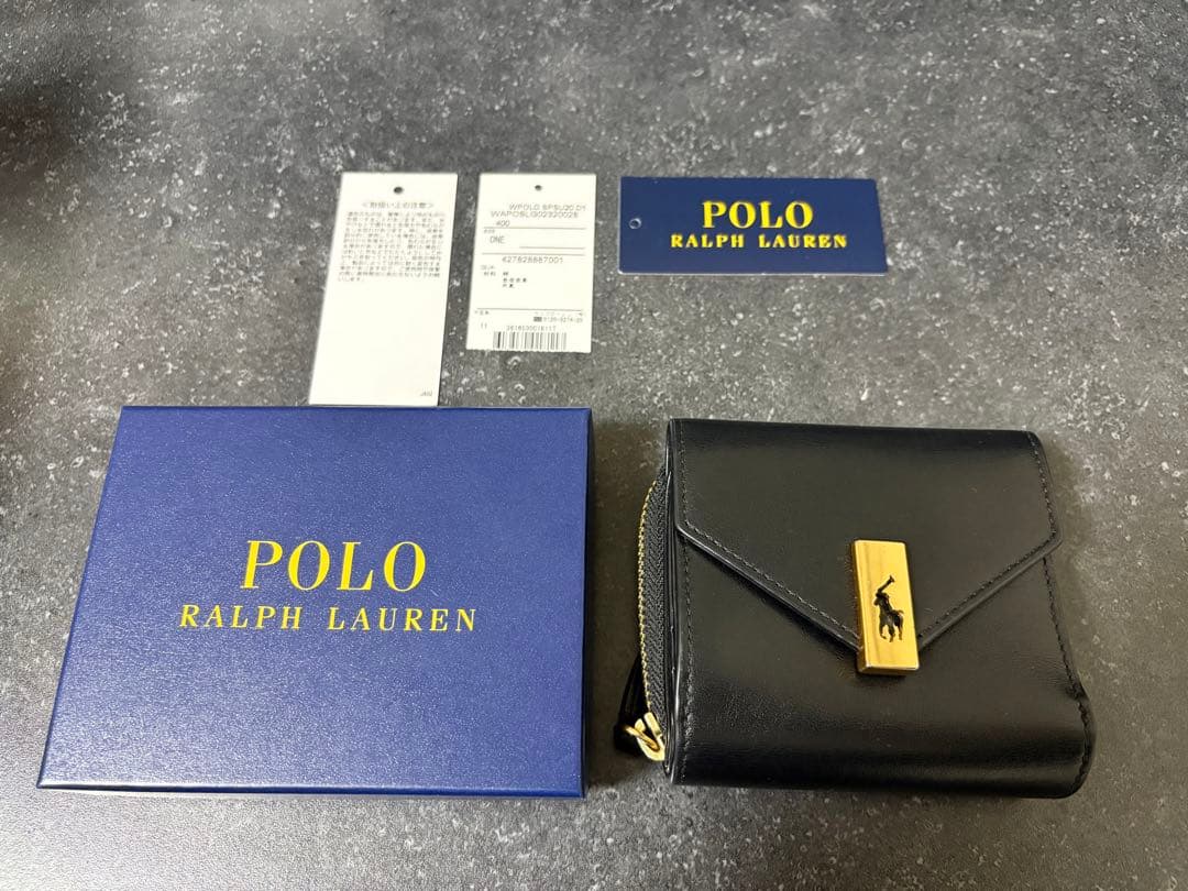【貴重】Polo ID レザー コンパクト ウォレット 001ブラック