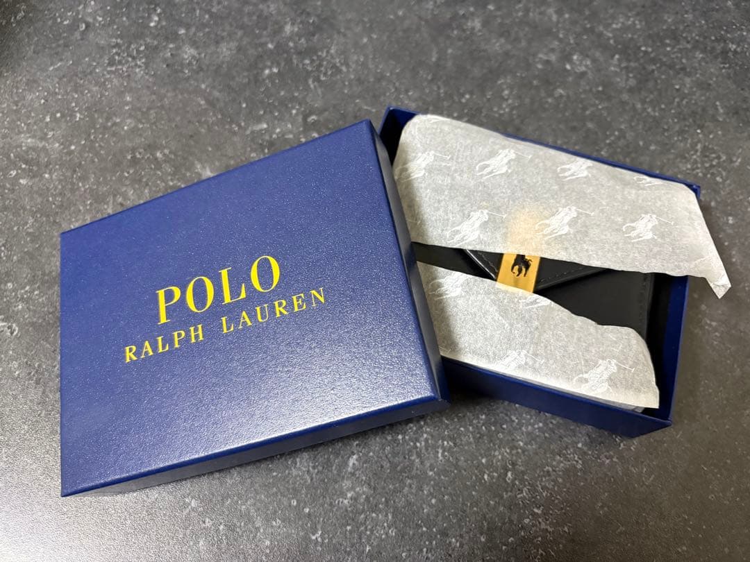 【貴重】Polo ID レザー コンパクト ウォレット 001ブラック
