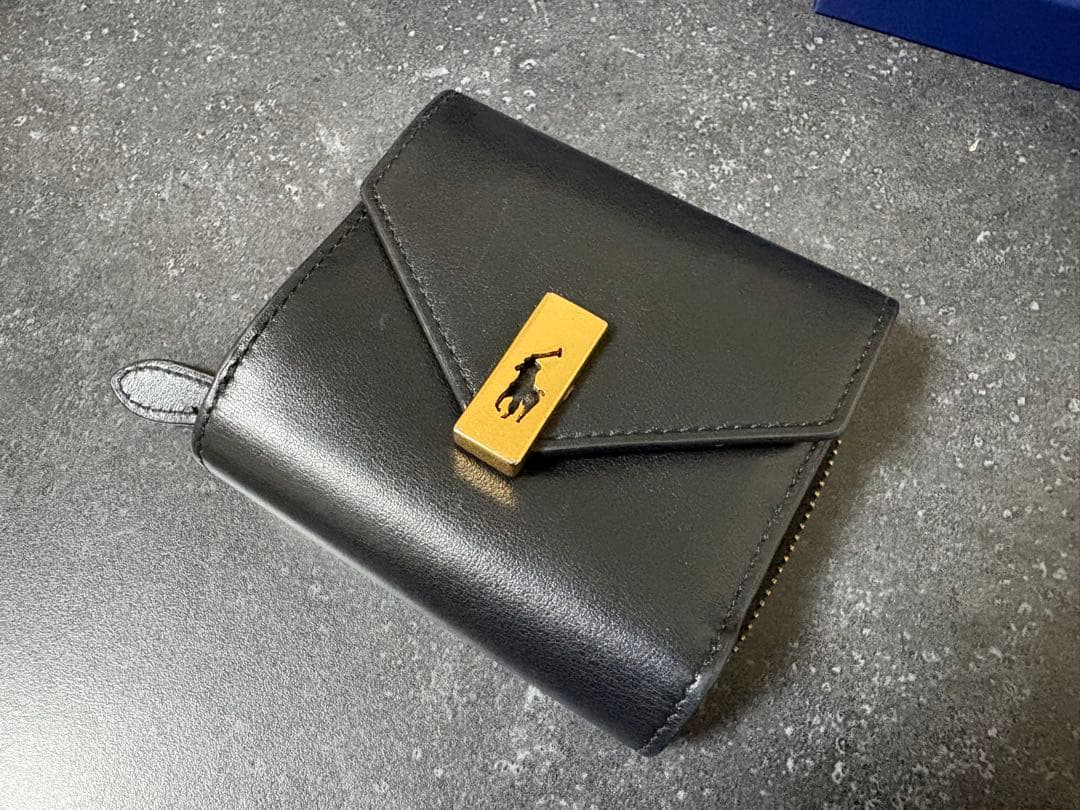 【貴重】Polo ID レザー コンパクト ウォレット 001ブラック