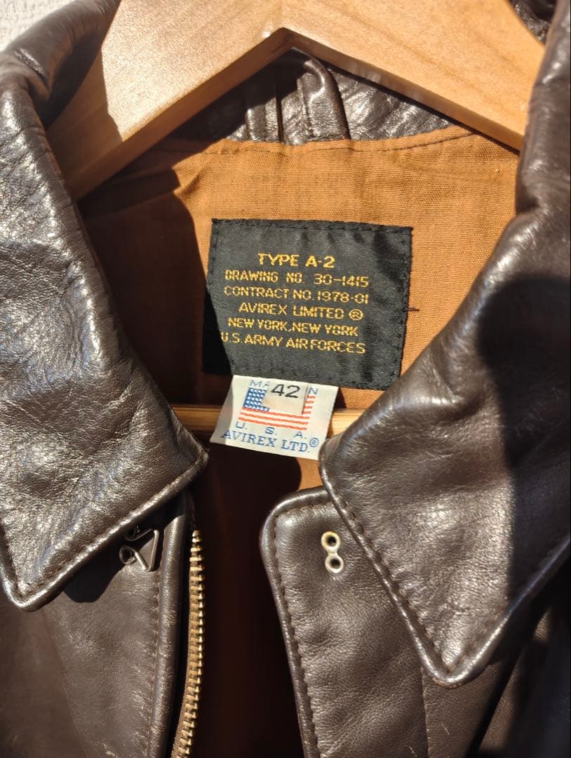 仲*ス様 A-2 フライトジャケット レザー 42 ブラウン