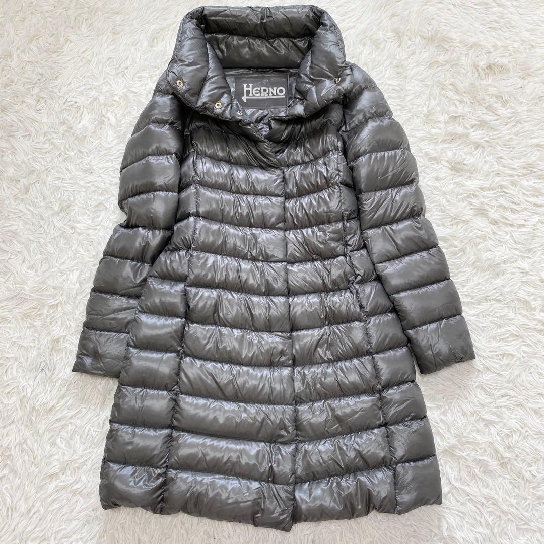 【美品】HERNO ヘルノ ロングダウンコート グースダウン95% グレー 40
