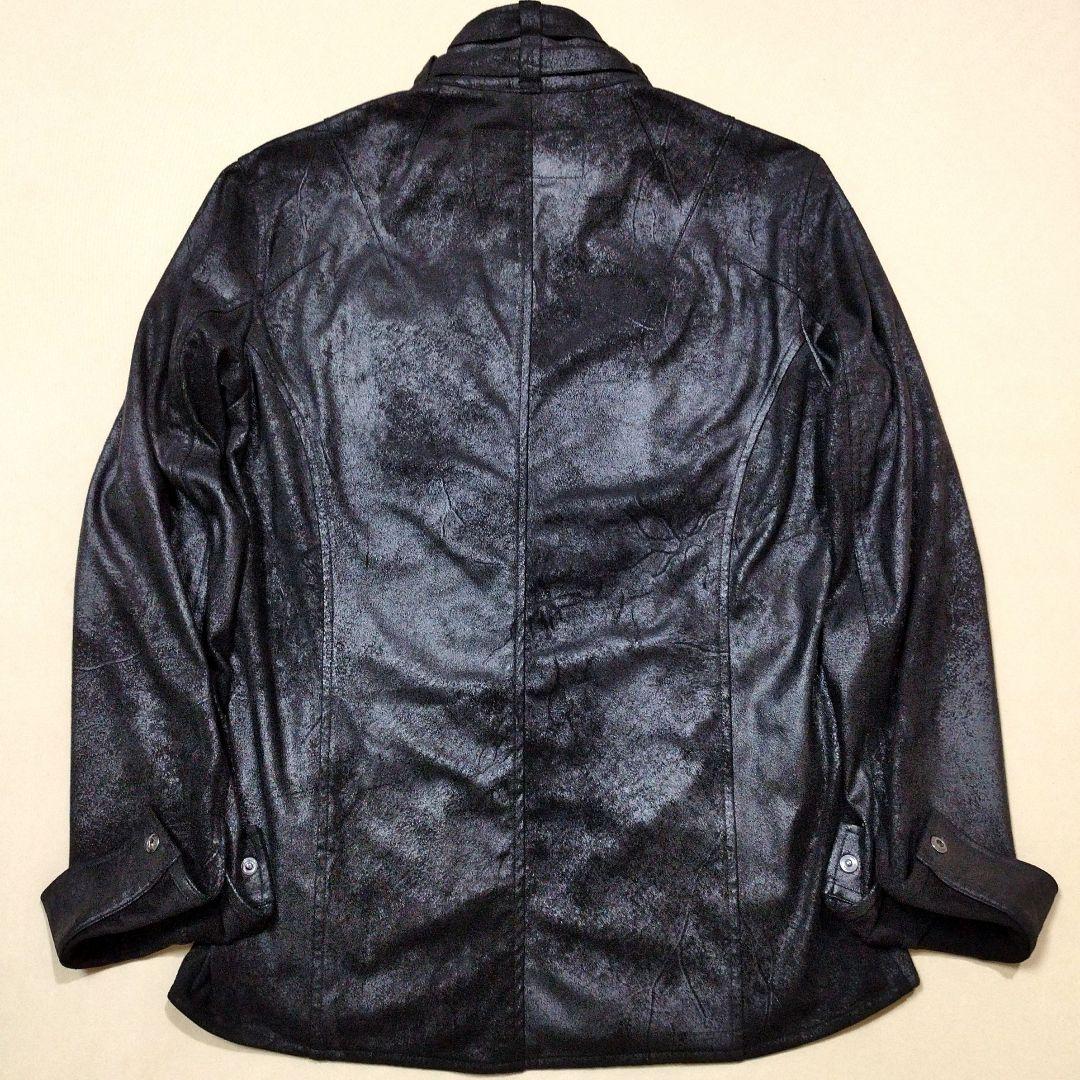 トルネードマート　マイクロフェイクスエードライダースジャケット　ムラ加工　黒　L