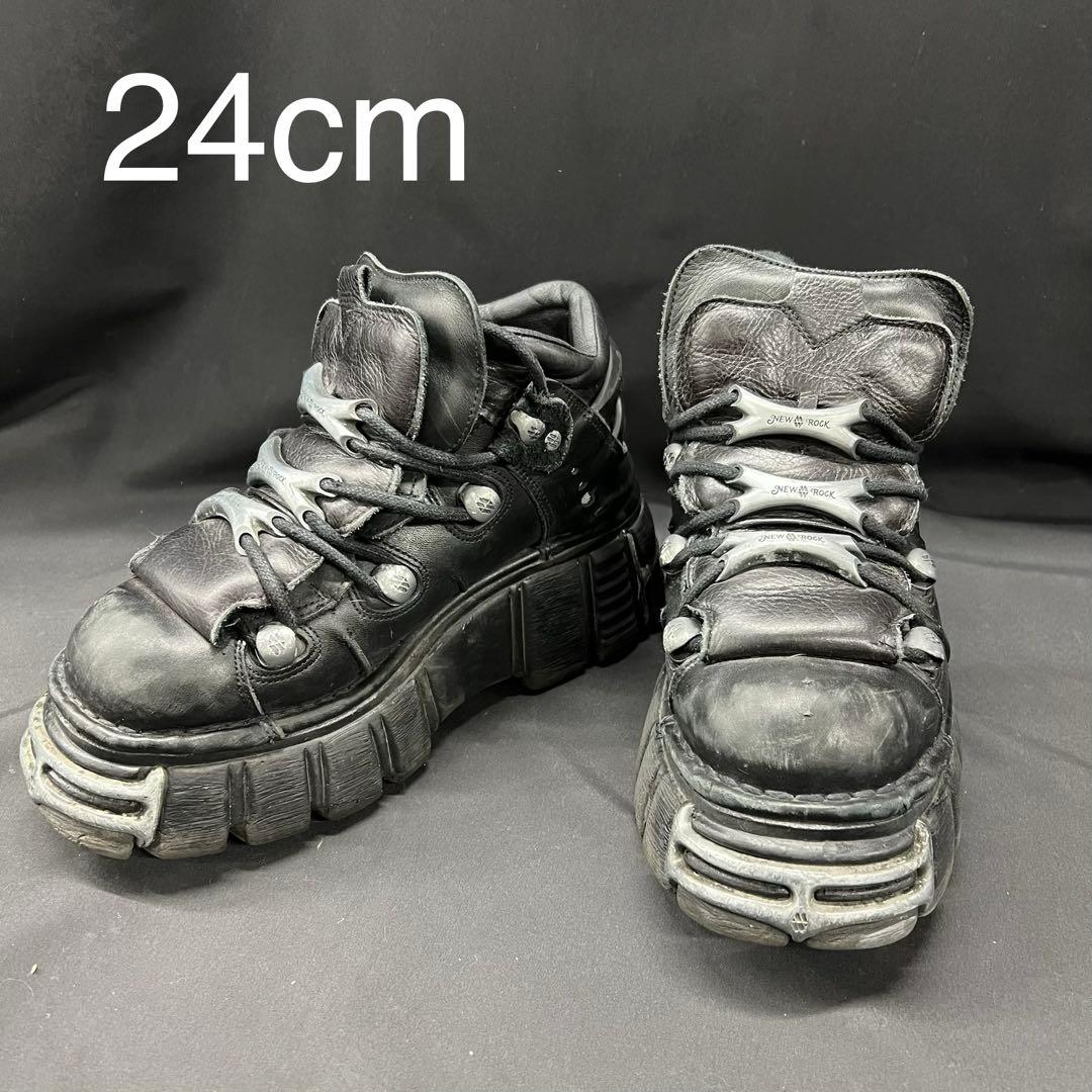 健*介様 J2【used】NEW ROCK 厚底　スニーカー　本革　レザー　ブラ