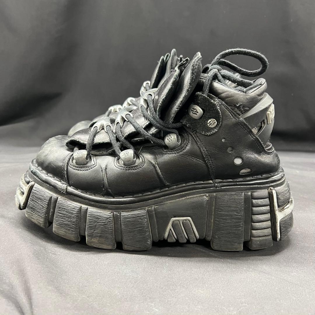 健*介様 J2【used】NEW ROCK 厚底　スニーカー　本革　レザー　ブラ