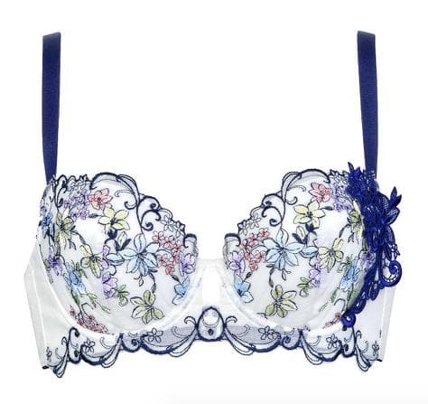 ワコール ルジェ ブラジャーF65 &ショーツM　白紺花柄