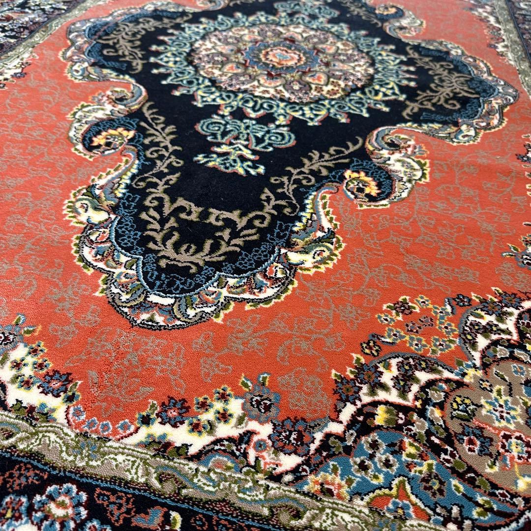 【新品未使用】ペルシャ産　絨毯　機械織　メダリオン　ボタニカル　オリエント