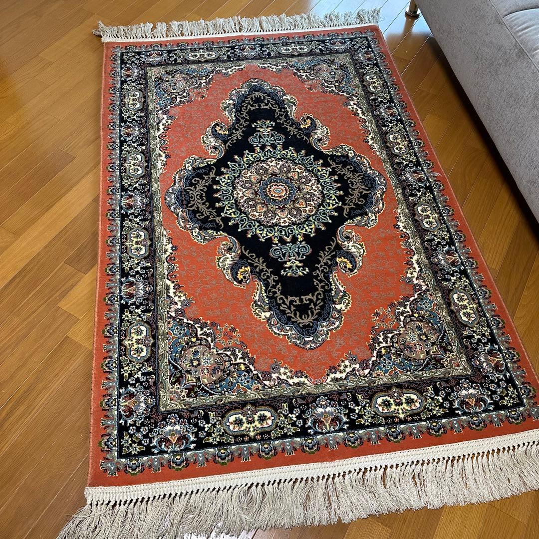 【新品未使用】ペルシャ産　絨毯　機械織　メダリオン　ボタニカル　オリエント