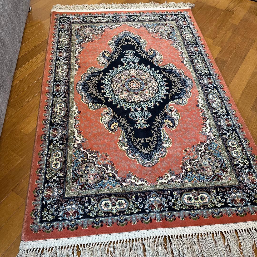 【新品未使用】ペルシャ産　絨毯　機械織　メダリオン　ボタニカル　オリエント