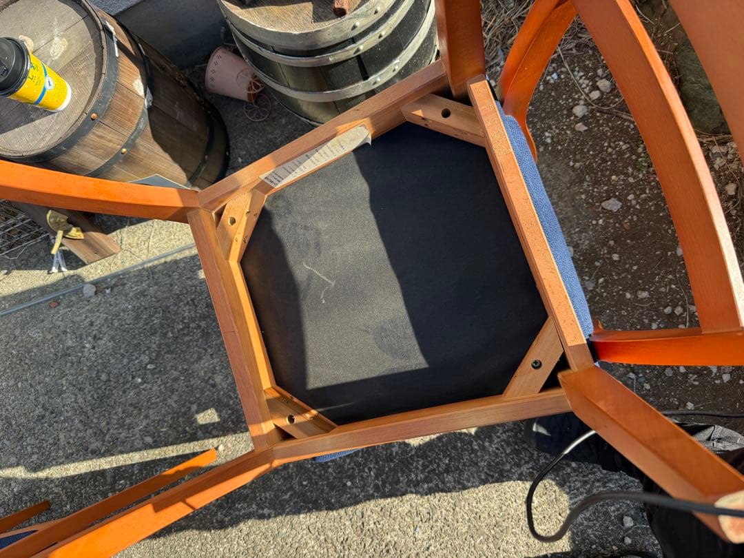 renoma レノマ 木製ダイニングチェア 4脚セット 青座面　フランス　パリ