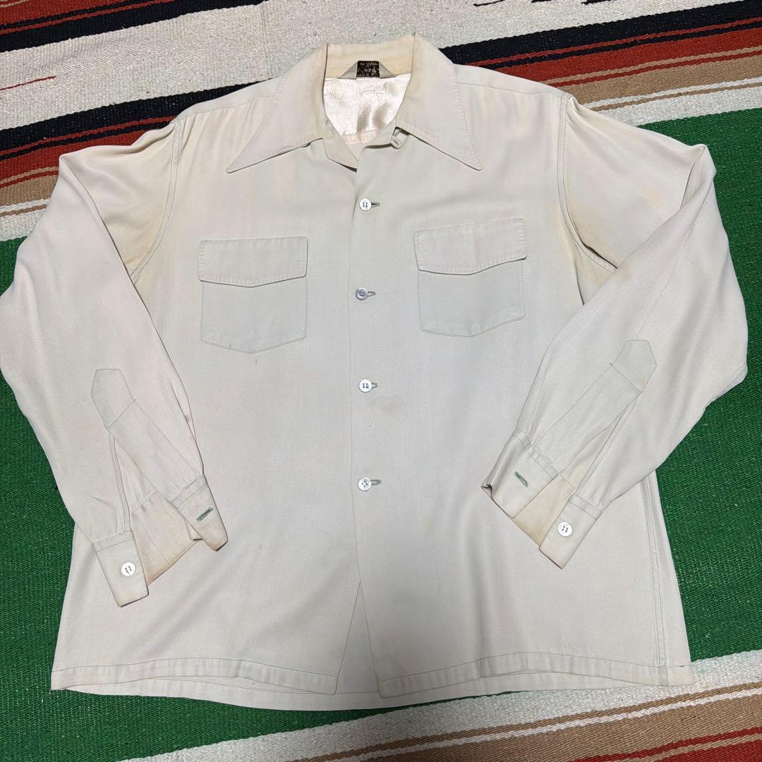 50s レーヨンシャツ　長袖　ビンテージ