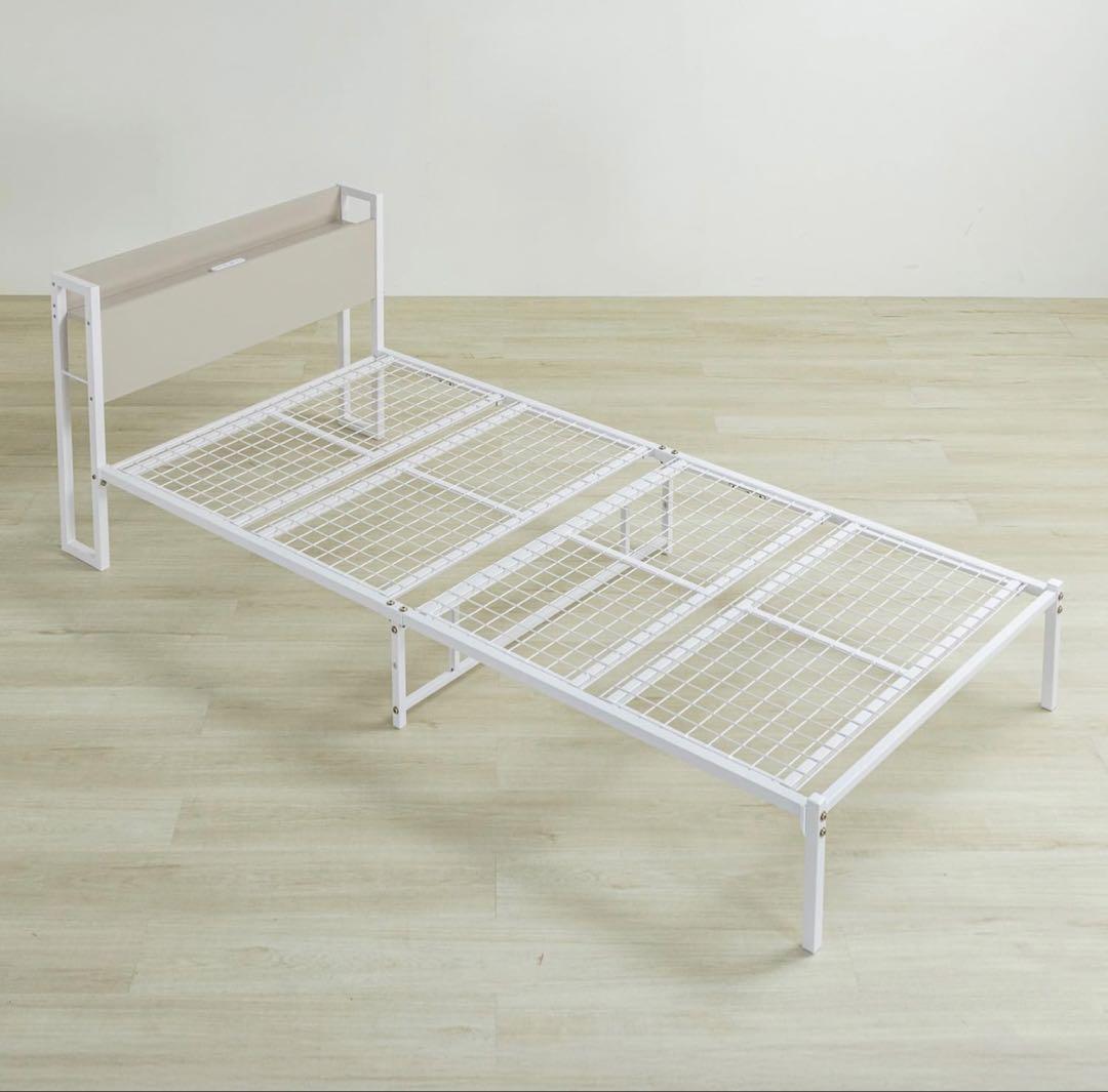 木目調スチールベッド セミシングルショート