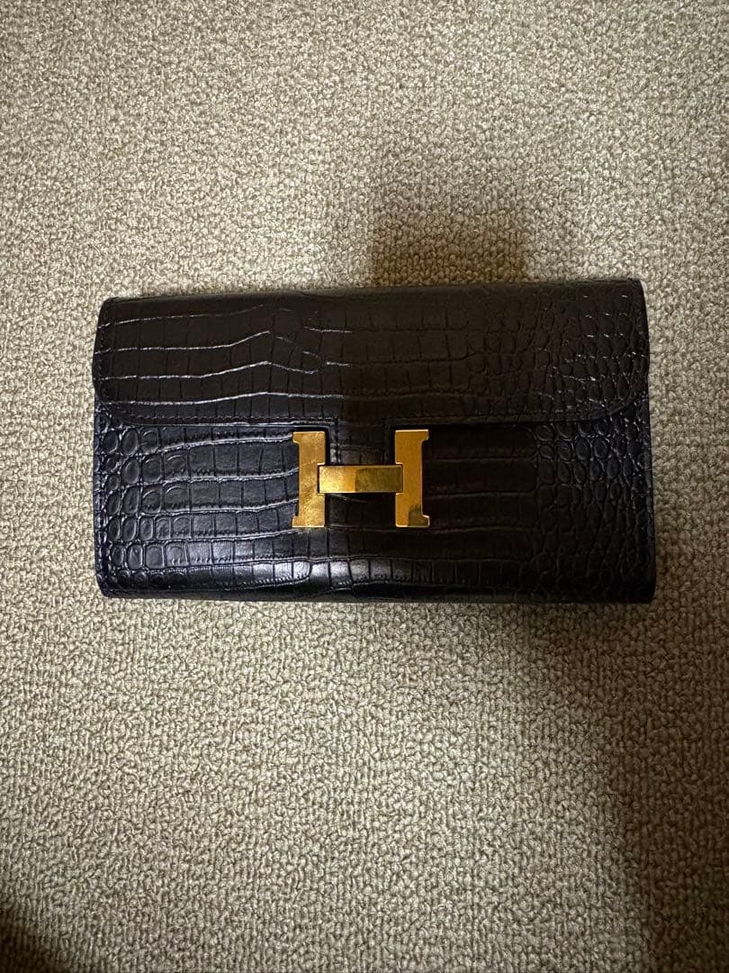 Re:make ブラック 長財布　クロコダイル柄型押し
