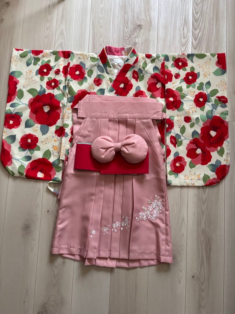 美品　キャサリンコテージ　袴クリーニング済み　110センチ　卒園式　椿柄