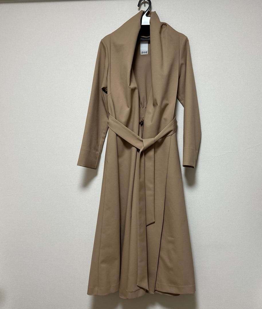 JENNE ショール風オードリーコート ベージュ　Sサイズ