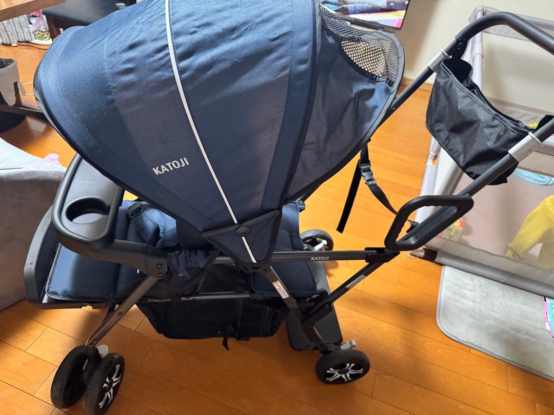 【16日までの限定価格】KATOJI ベビーカー　二人でゴー 専用レインカバー付