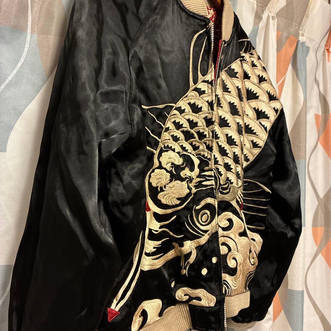 SCRIPT 花旅楽団 スカジャン 鯉×龍 リバーシブル 赤×黒 S 渋谷龍太