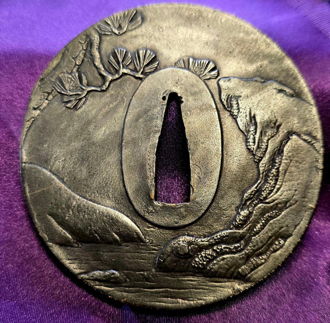 銅製　獅子　大型鍔　大刀用