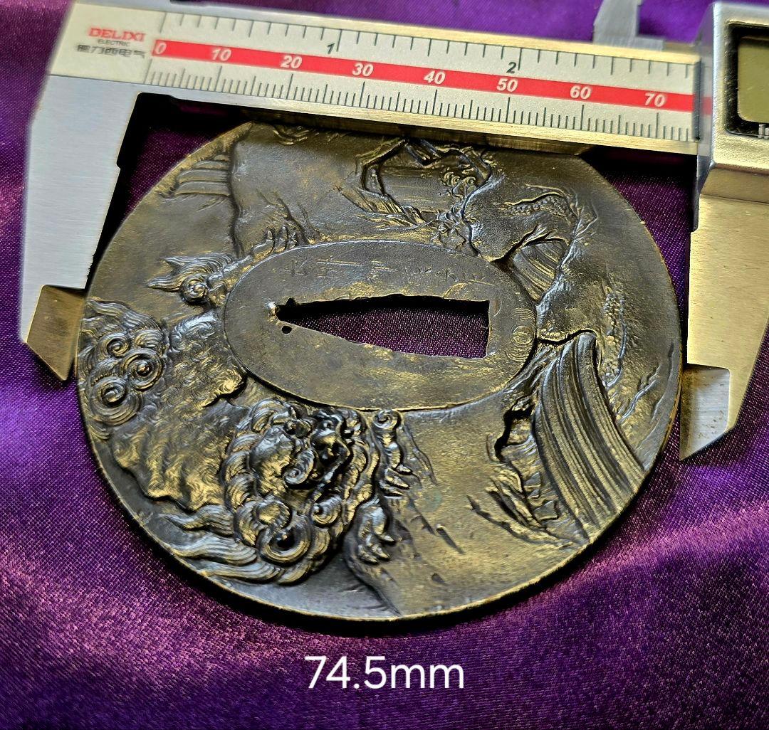 銅製　獅子　大型鍔　大刀用