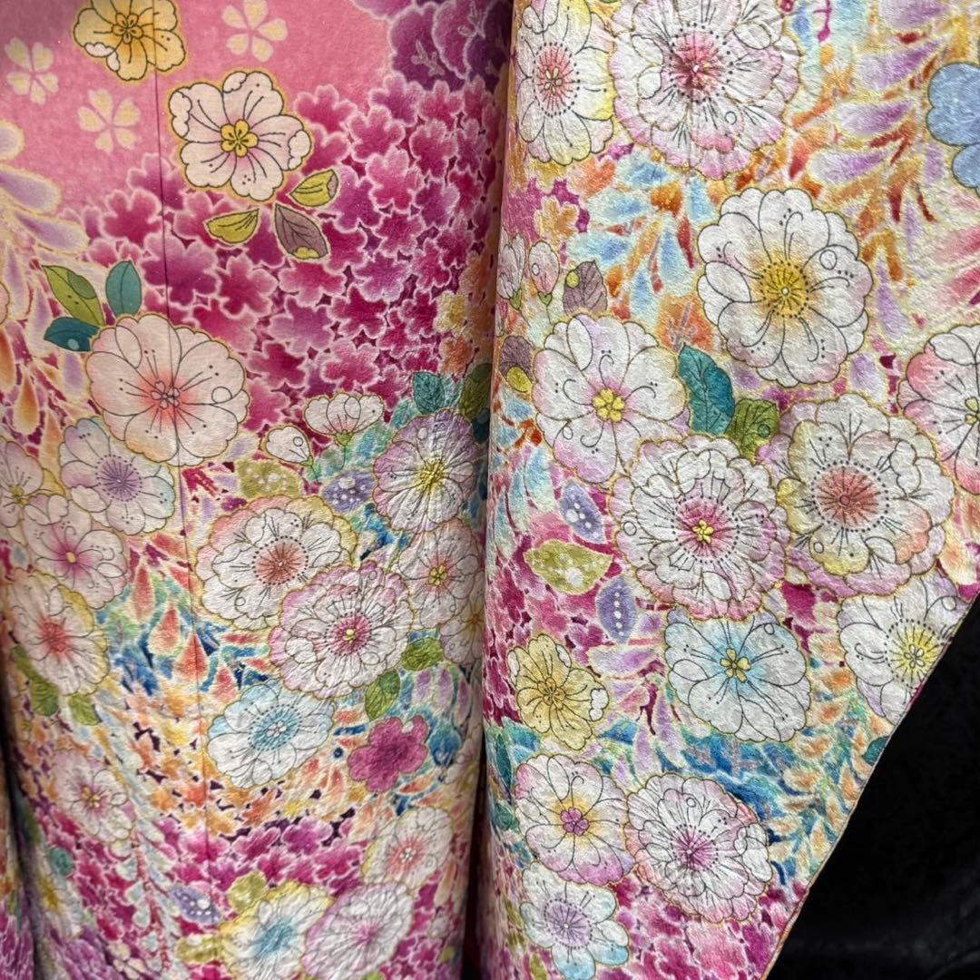 美品　辻ヶ花　地紋　花絞り　ガード加工　ぼかし　振袖　※振袖・パール重ね衿のみ