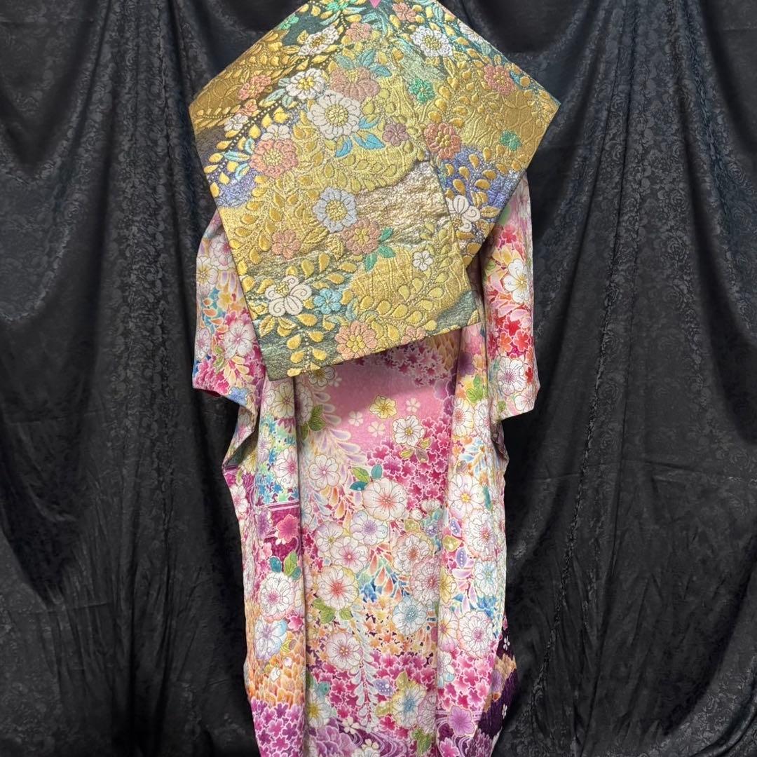 美品　辻ヶ花　地紋　花絞り　ガード加工　ぼかし　振袖　※振袖・パール重ね衿のみ