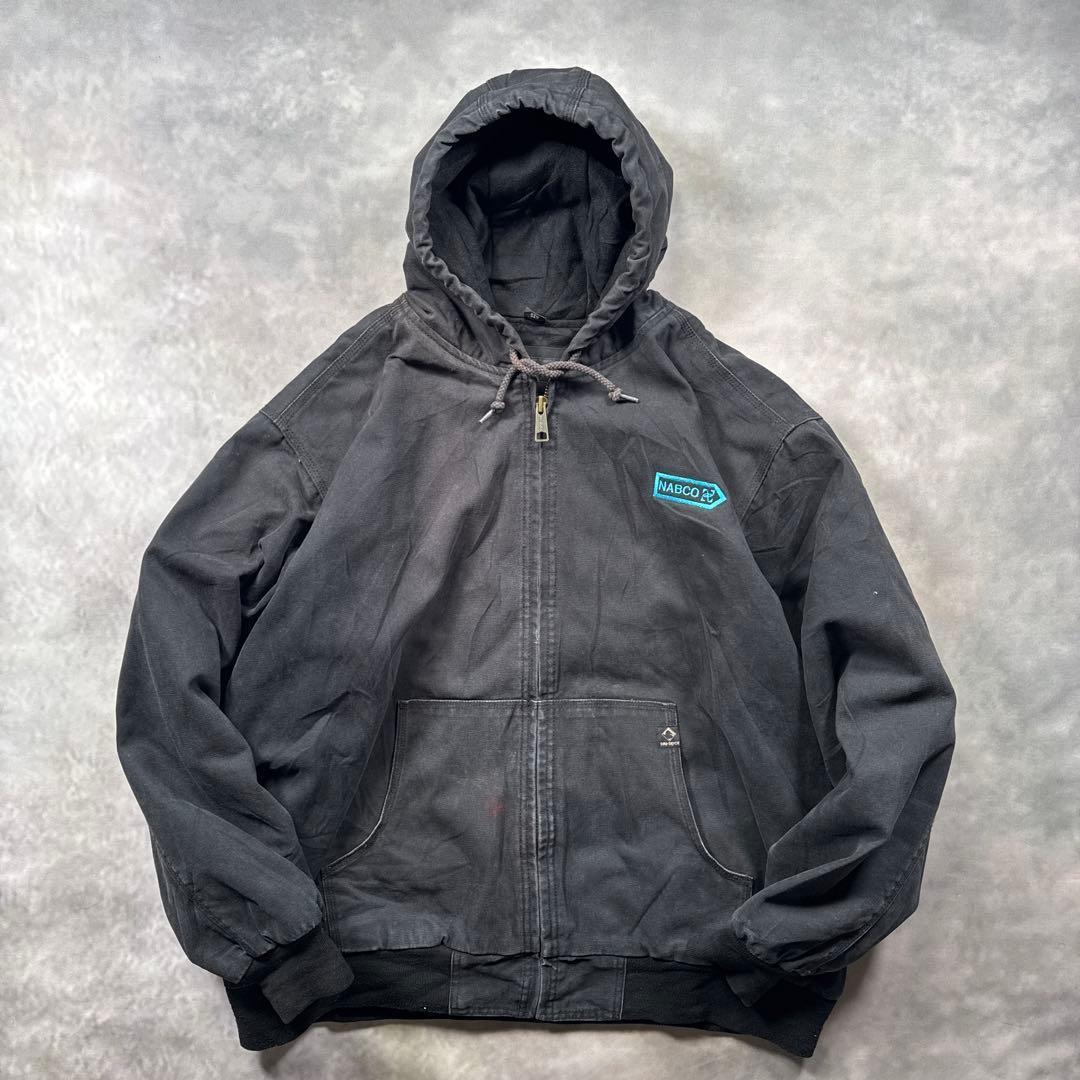 DRI-DUCK古着00sダック地アクティブジャケット黒フェード企業ロゴT29