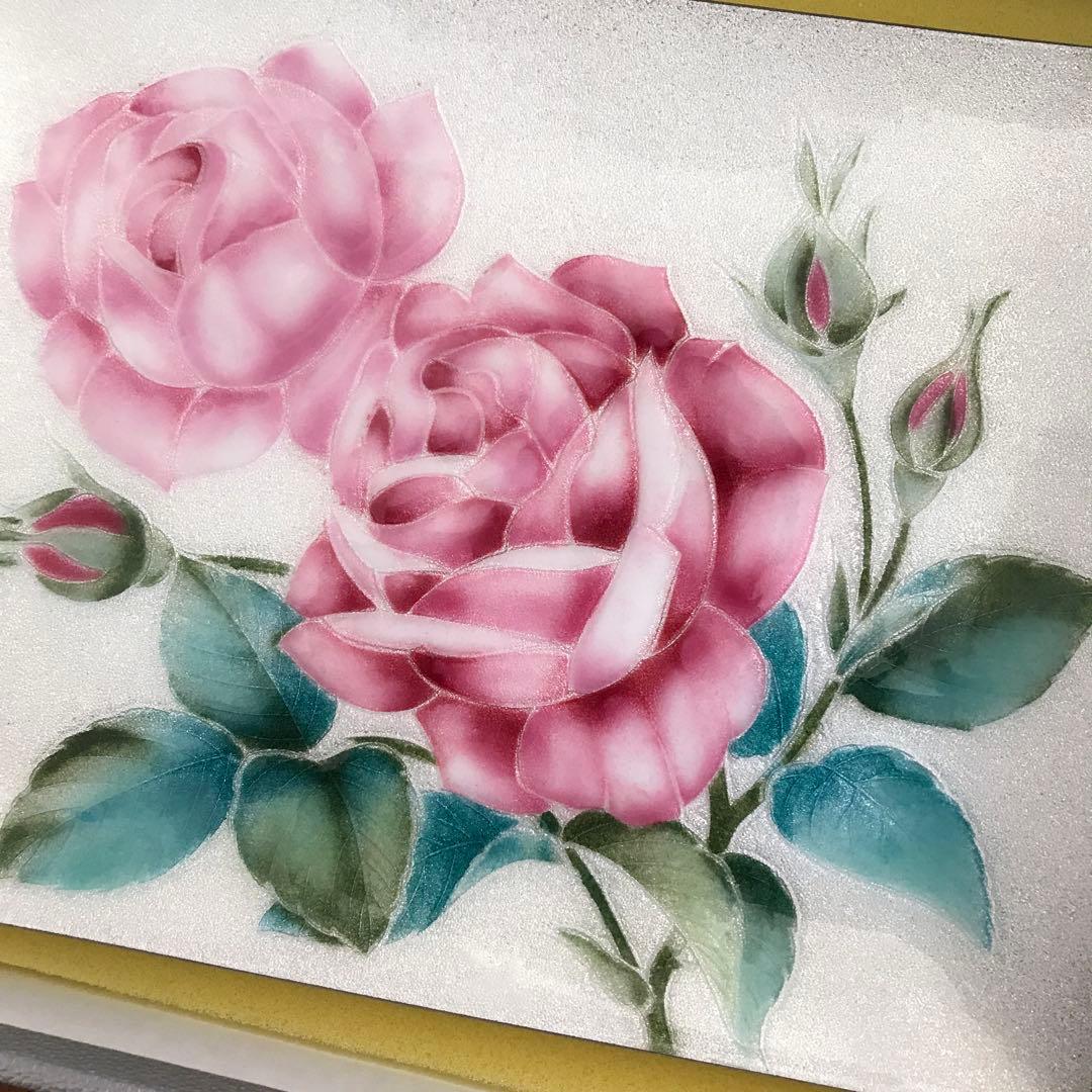七寶焼　バラの絵柄 陶磁器皿 専用箱付き