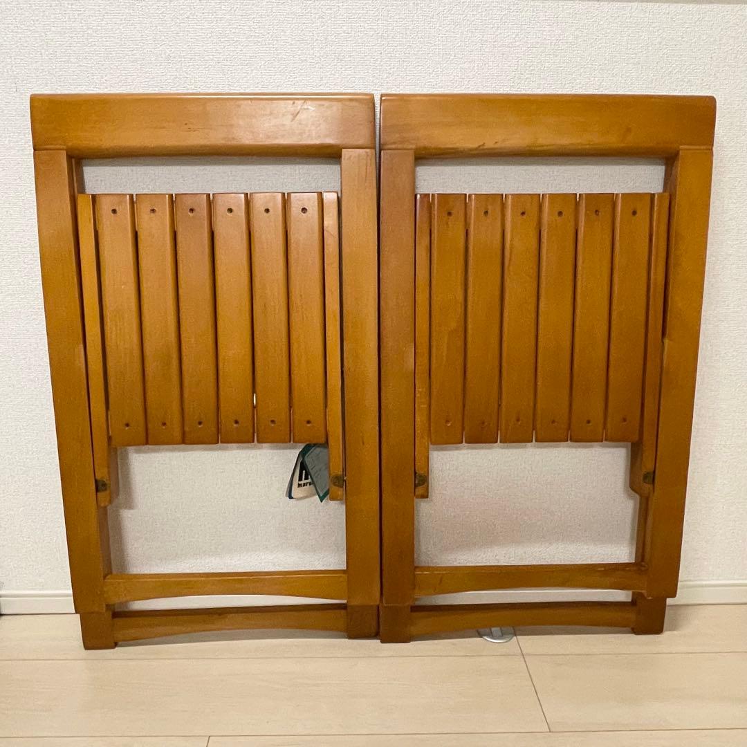 マルニ木工 ルーマニア製 北欧アンティーク 折り畳み椅子 2脚