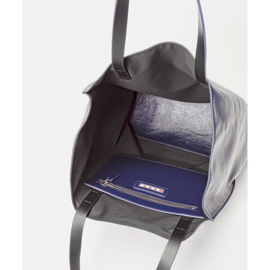 MARNI MUSEO レザートートバッグ　NAVY×BLACK 　O
