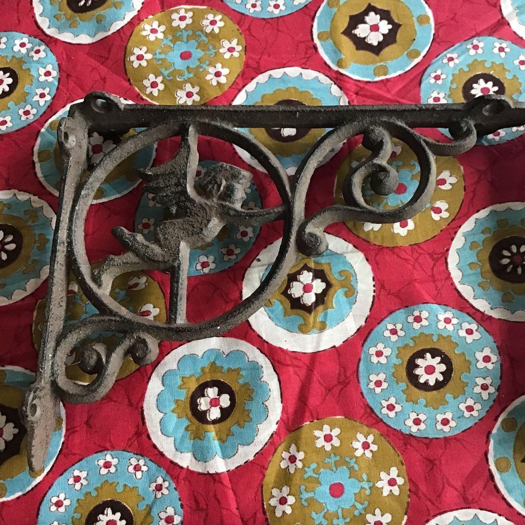 レトロ　L字金具　エンジェル　天使　棚受け　アイアン　４点