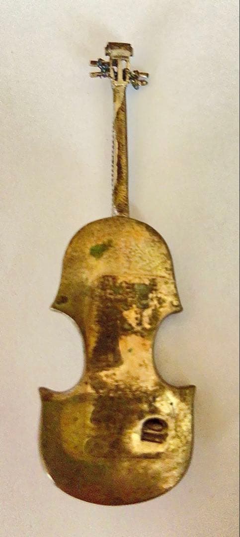 アンティーク年代不明　800刻印 金属製バイオリンとスタンドセット