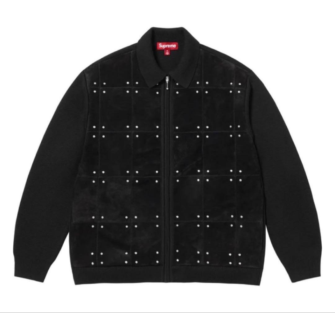 トップス Supreme Studded Suede Zip Up Cardigan