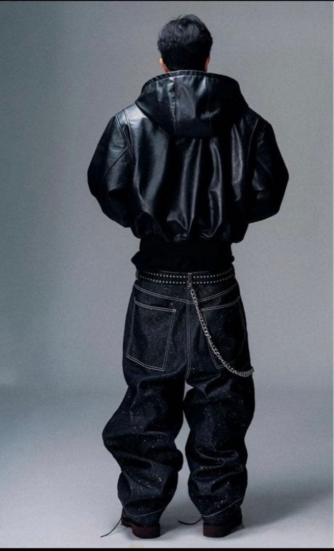 Bevis studio ブリンブリン ダークグレー ワイドデニムパンツブラック