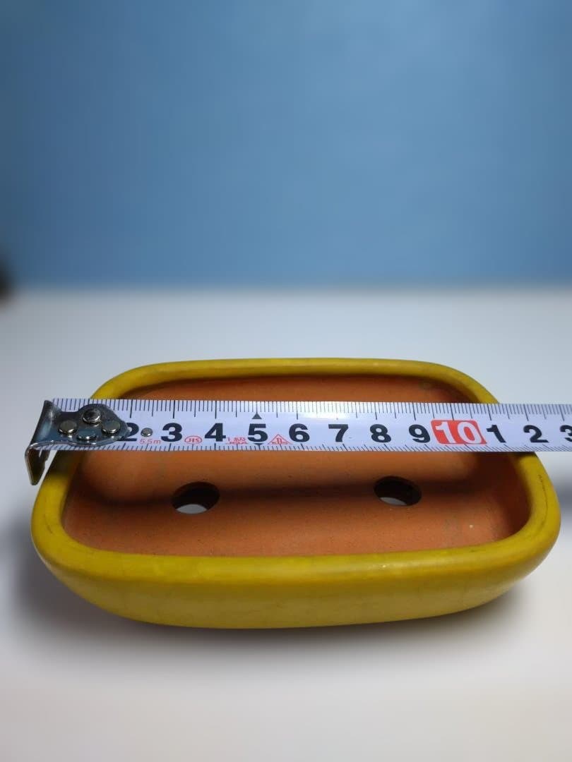 陶器製 長方形 ソーサー 黄色、小品盆栽鉢