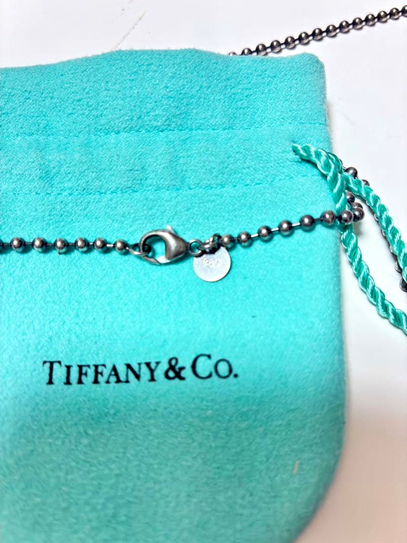 ティファニー希少 サマセットメッシュドッグタグボールチェーン　Ag925