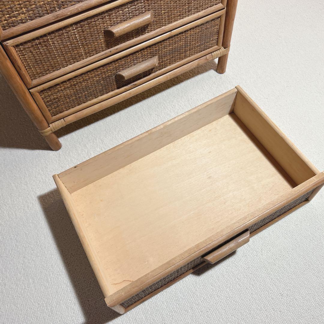 レトロ✨ラタン5段チェスト籐タンス　掃除済