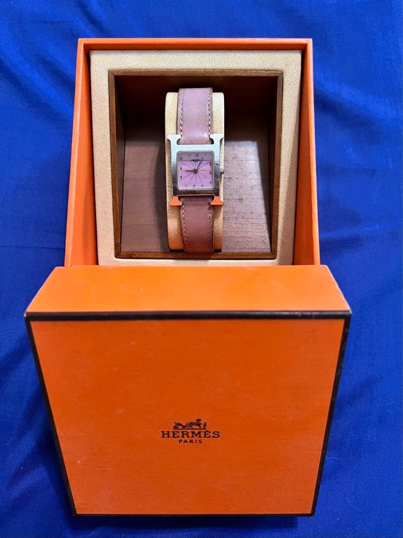 最終値下げ エルメス HERMES Hウォッチ ピンクシェル レディース 腕時計