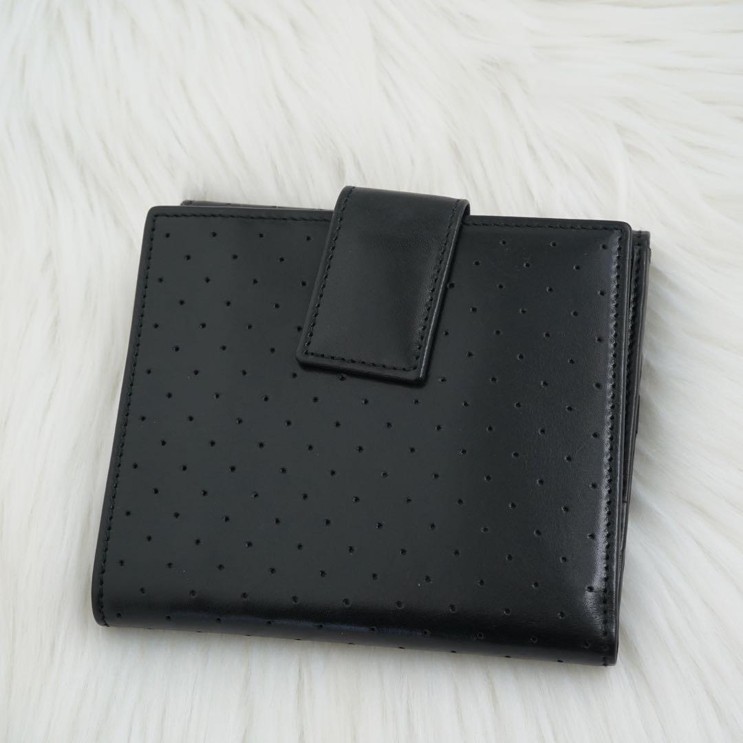 新品同様　GUCCI グッチ　二つ折り財布　GG柄　マーモント　レザー　ブラック