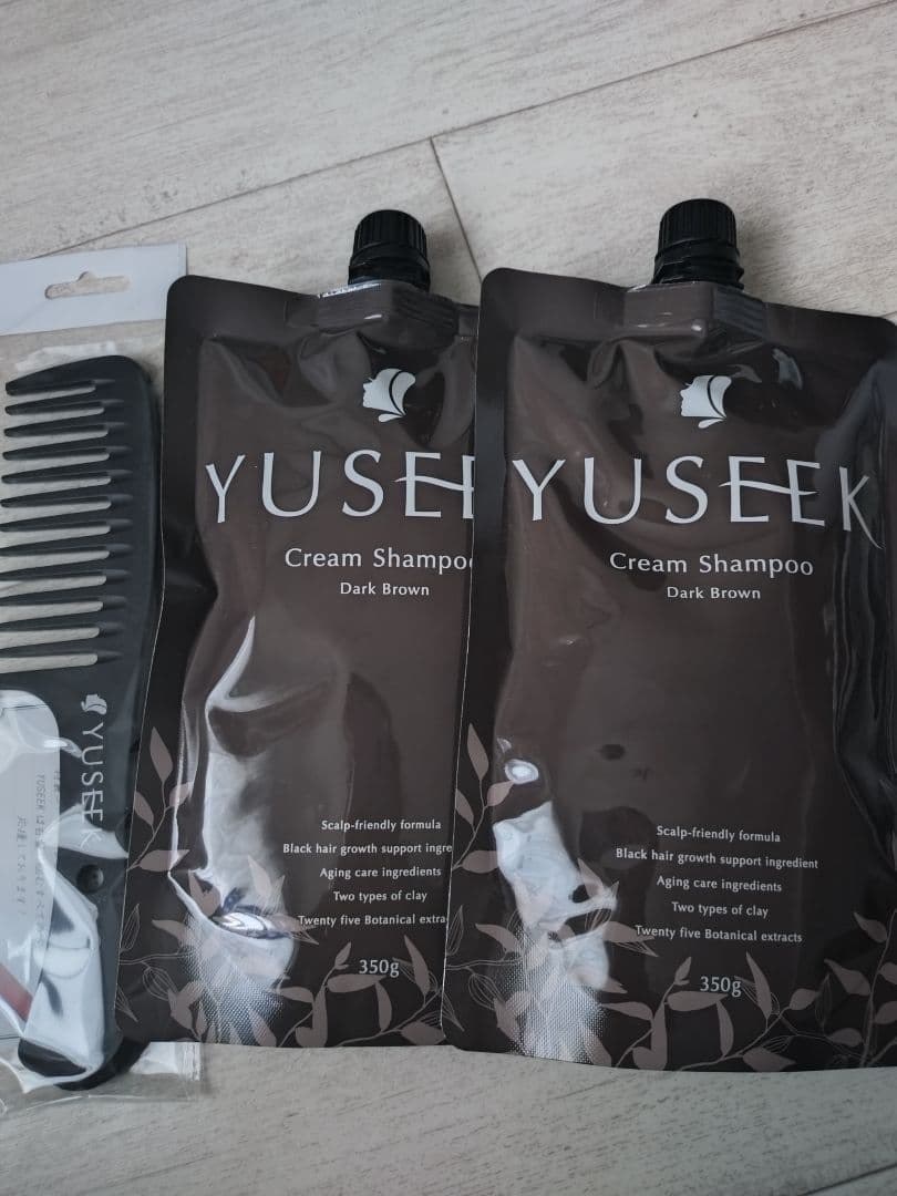 YUSEEK Cream Shampoo ダークブラウン 350g×2 クシ付き