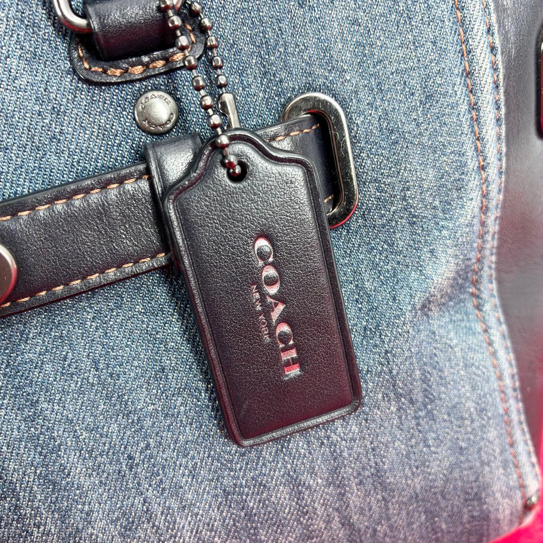 コーチ デニム スワッガー 2way ハンドバッグ ショルダーバッグ 花柄