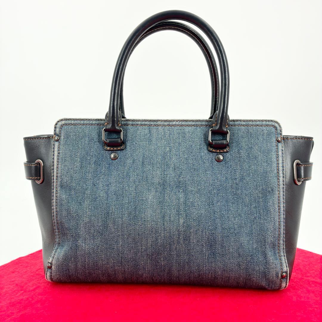 コーチ デニム スワッガー 2way ハンドバッグ ショルダーバッグ 花柄